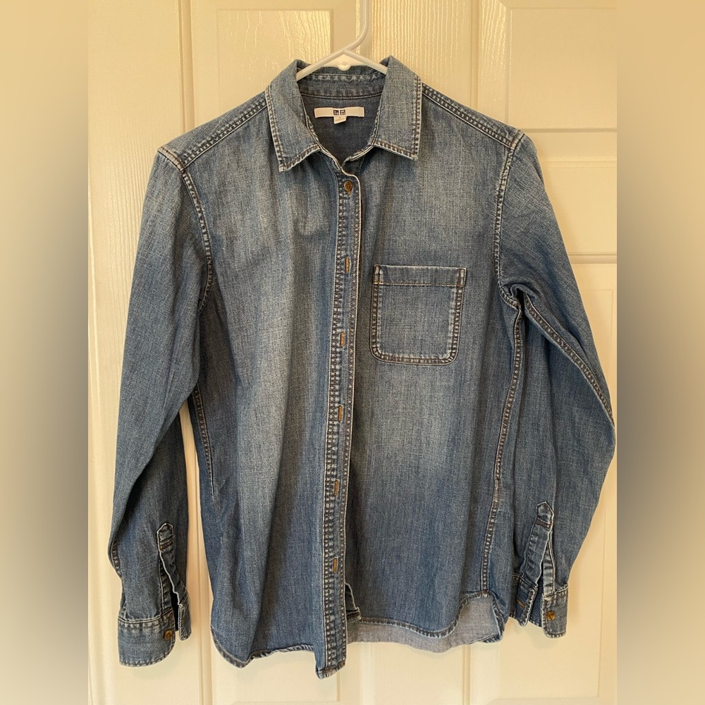 UNIQLO Blue Denim Button-Up Shirt